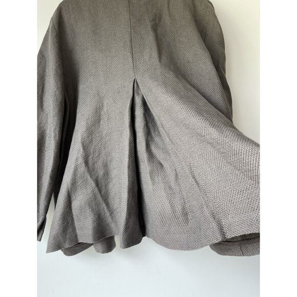 Eileen Fisher 71% Linen Open Front Blazer Cardigan Jacket Size L Brown - Picture 11 of 11